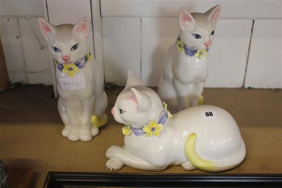 Set of cats with yellow and blue flowers